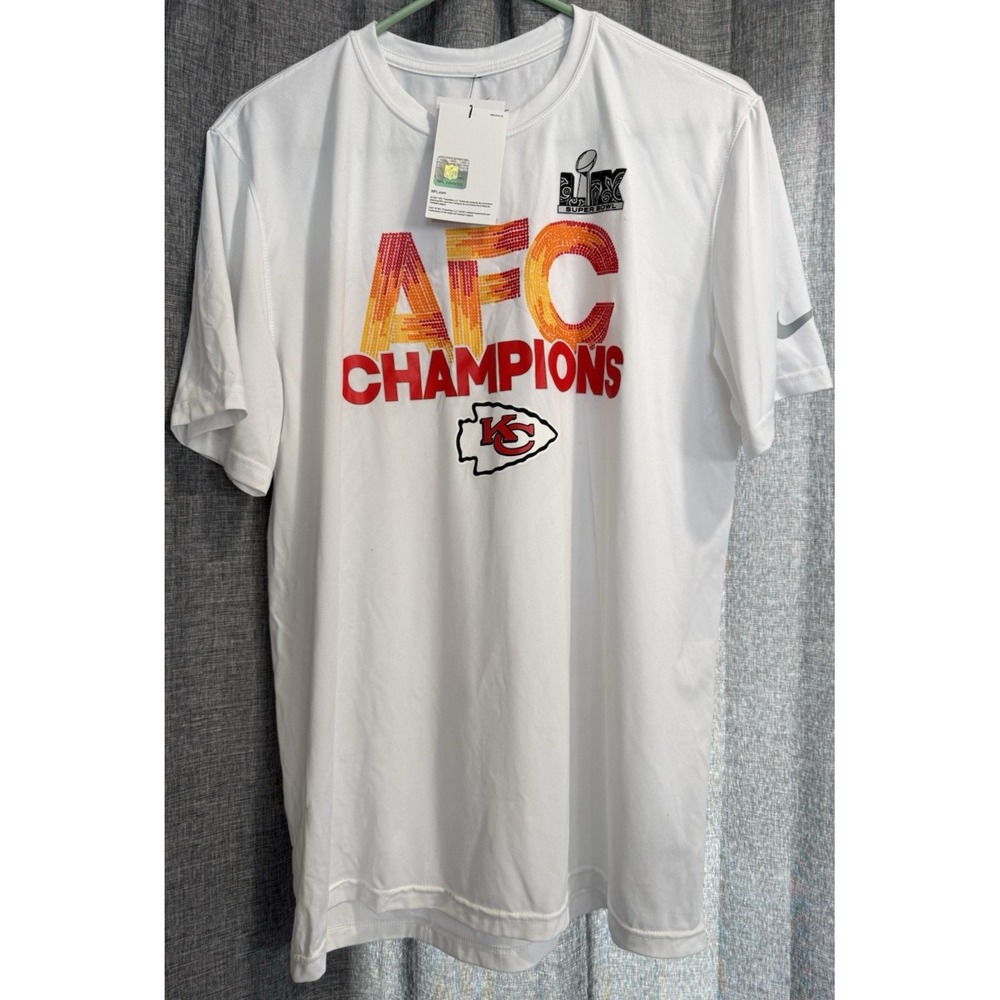 Nike Dri-Fit Men's White Athletic Tee AFC Champions Kansas‎ City Chiefs Sz L NWT